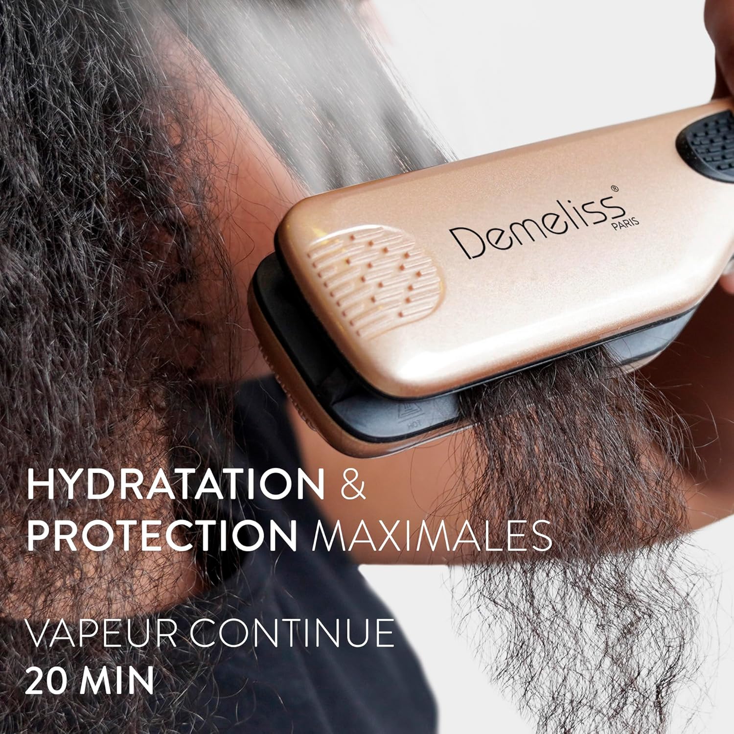 SAINT ALGUE Demeliss Titanium - Lisseur Vapeur Professionnel à Plaques Titane, Hydratation Intense, Or