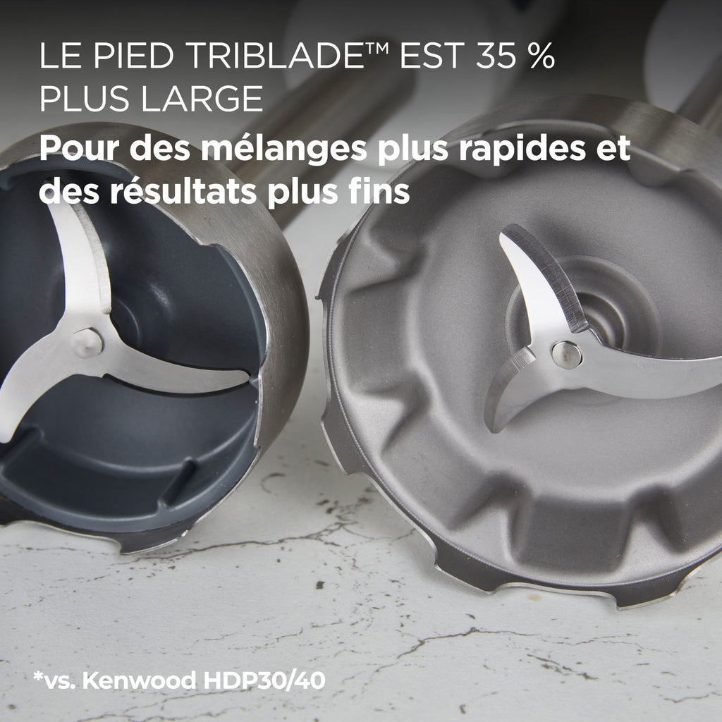 KENWOOD Triblade XL, Mixeur plongeant 850 W, HBM40.002WH, Gris/Blanc