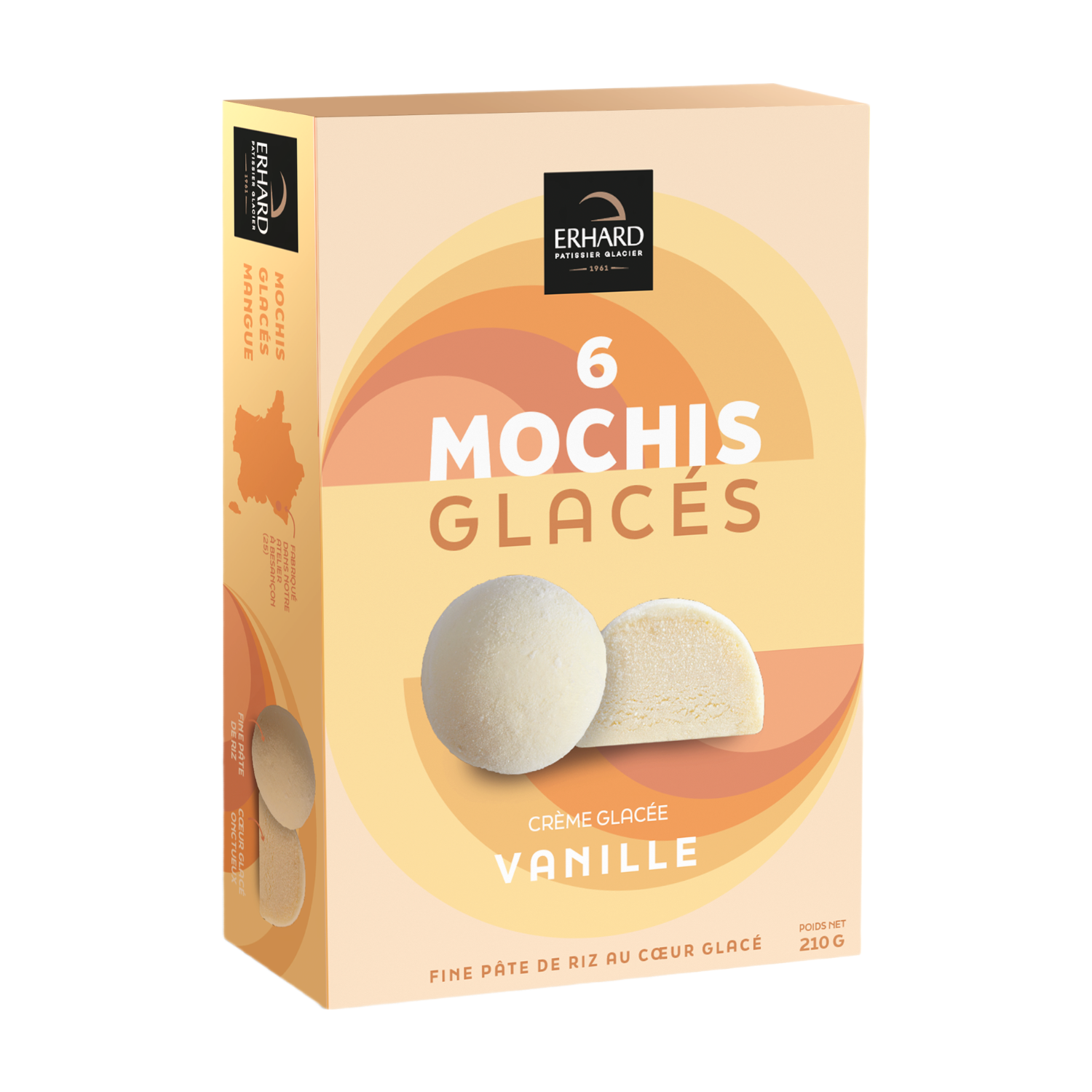 ERHARD 6 Mochis glacés saveur vanille - 210 g