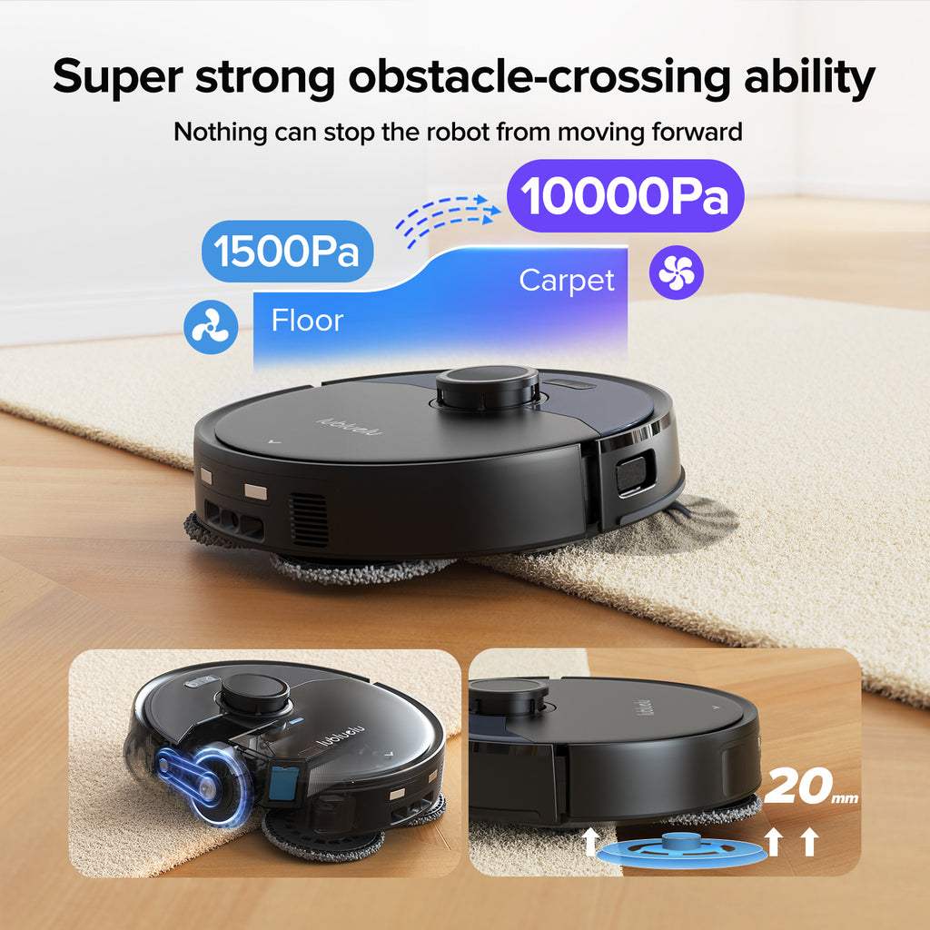 Lubluelu S1000 Aspirateur robot LiDAR avec serpillière, station tout-en-un, 10 000 Pa, 55 dB, contrôle via application, idéal pour les poils d’animaux, tapis et sols durs