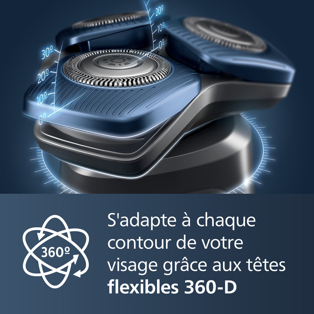 Philips Series 7000 S7887/55 Rasoir électrique avec revêtement Nano SkinGlide, lames SteelPrecision, capteur Motion Control, Quick Clean Pod, tondeuse rétractable - Bleu