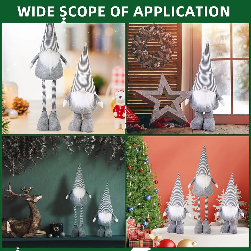 SALCAR Lutins de Noël pour décoration de Noël, 60-92 cm (jambes réglables pour extension de hauteur), figurines décoratives de gnomes, décorations de table, décorations de Noël