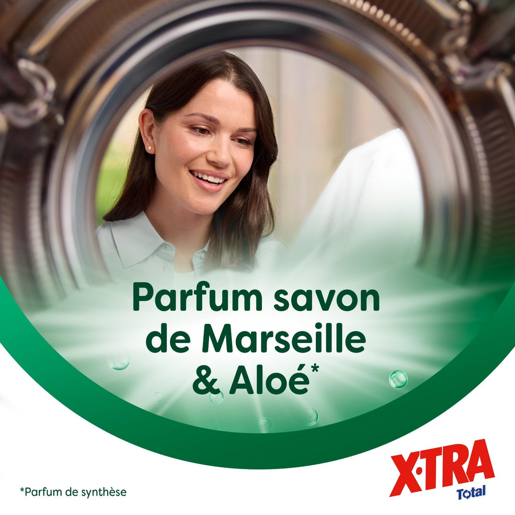 X-TRA Total 4+1 Lessive Liquide Savon de Marseille & Aloe Vera, 85 Lavages, 3,825 L