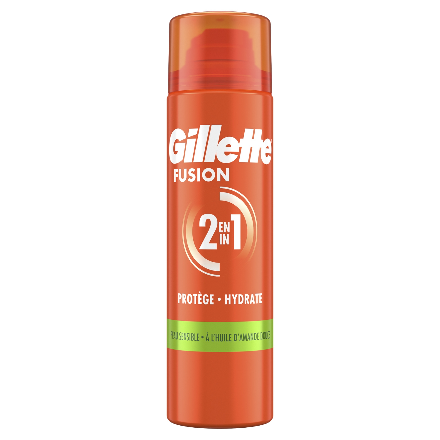 Gillette Fusion Gel de Rasage 2 en 1 pour Peaux Sensibles à l'Huile d'Amande Douce - 200 ml
