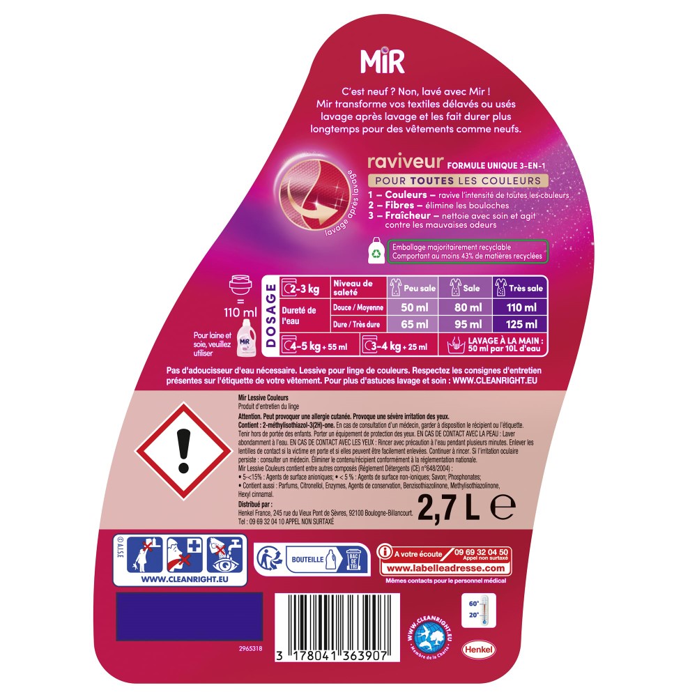 MIR Color Lessive liquide 54 lavages