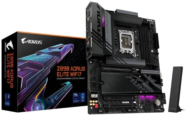 GIGABYTE Z890 AORUS Elite WIFI7 Motherboard - Prend en charge des processeurs Intel Core Ultra (Série 2), VRM 16+1+2 phases, jusqu'à 8800 MHz DDR5 (OC), 1x PCIe 5.0 + 3x PCIe 4.0