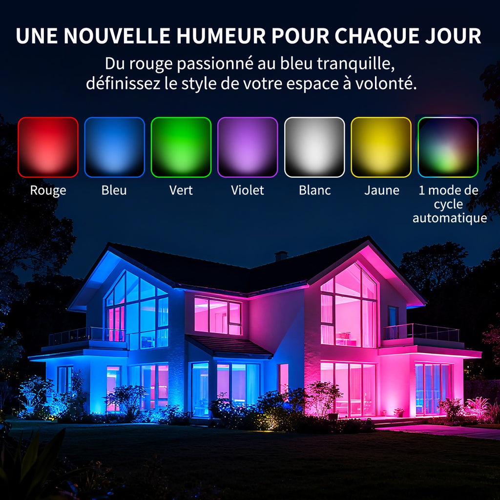 VIVREAL CPD-10 Lot de 2 lampes solaires 48 LED RGB en ABS