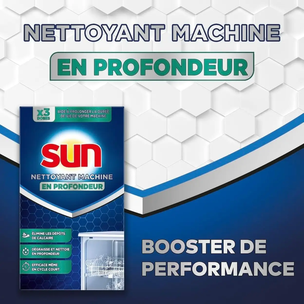 Sun Classic Nettoyant pour Lave-vaisselle, Élimine le Calcaire & la Graisse, 9 Sachets, 3 x 120 g (= 360 g)