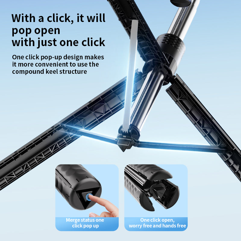 Perche à Selfie Bluetooth Verbex New K50 Noire avec Double Éclairage, Support Téléphone Extensible 1,9m, Trépied pour Streaming en Direct et Photographie