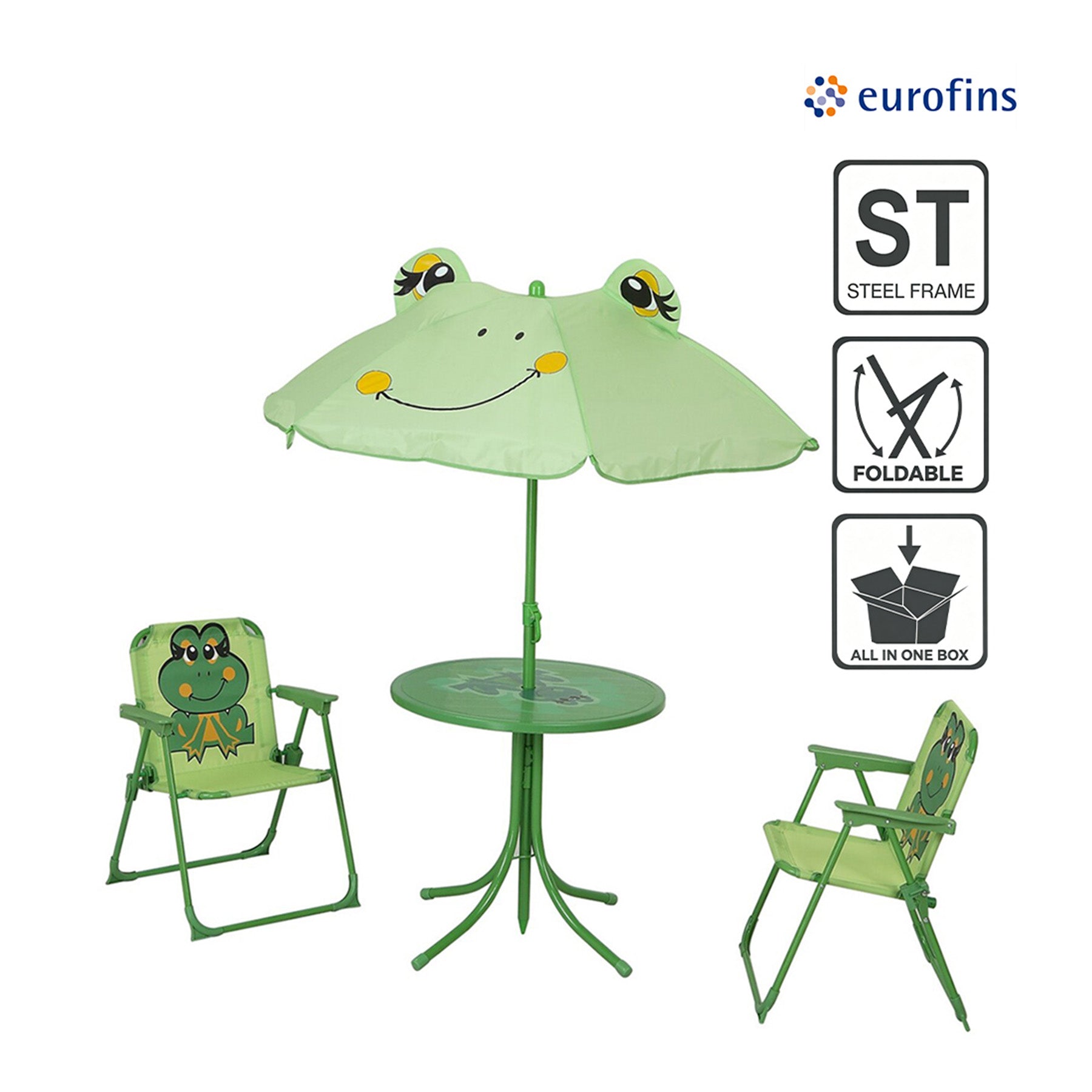 Terrabeta Ensemble de mobilier d'extérieur pour enfants - 2 chaises, 1 table et 1 parasol