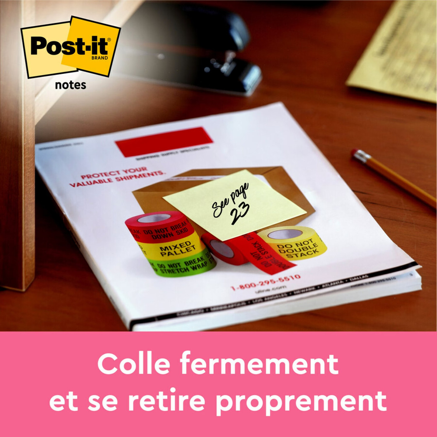 Post-it® Notes repositionnables, Jaune canari, 76 mm x 76 mm, 100 feuilles/bloc, 6 blocs/paquet, 100 % PEFC, SGSCH-PEFC-COC-110078