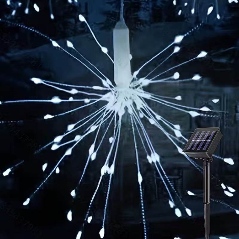M.TK Suspension lumineuse LED Starburst, lampe feu d'artifice, 90 LED, blanc froid, fonctionne sur piles, pour Noël, extérieur, terrasse, jardin