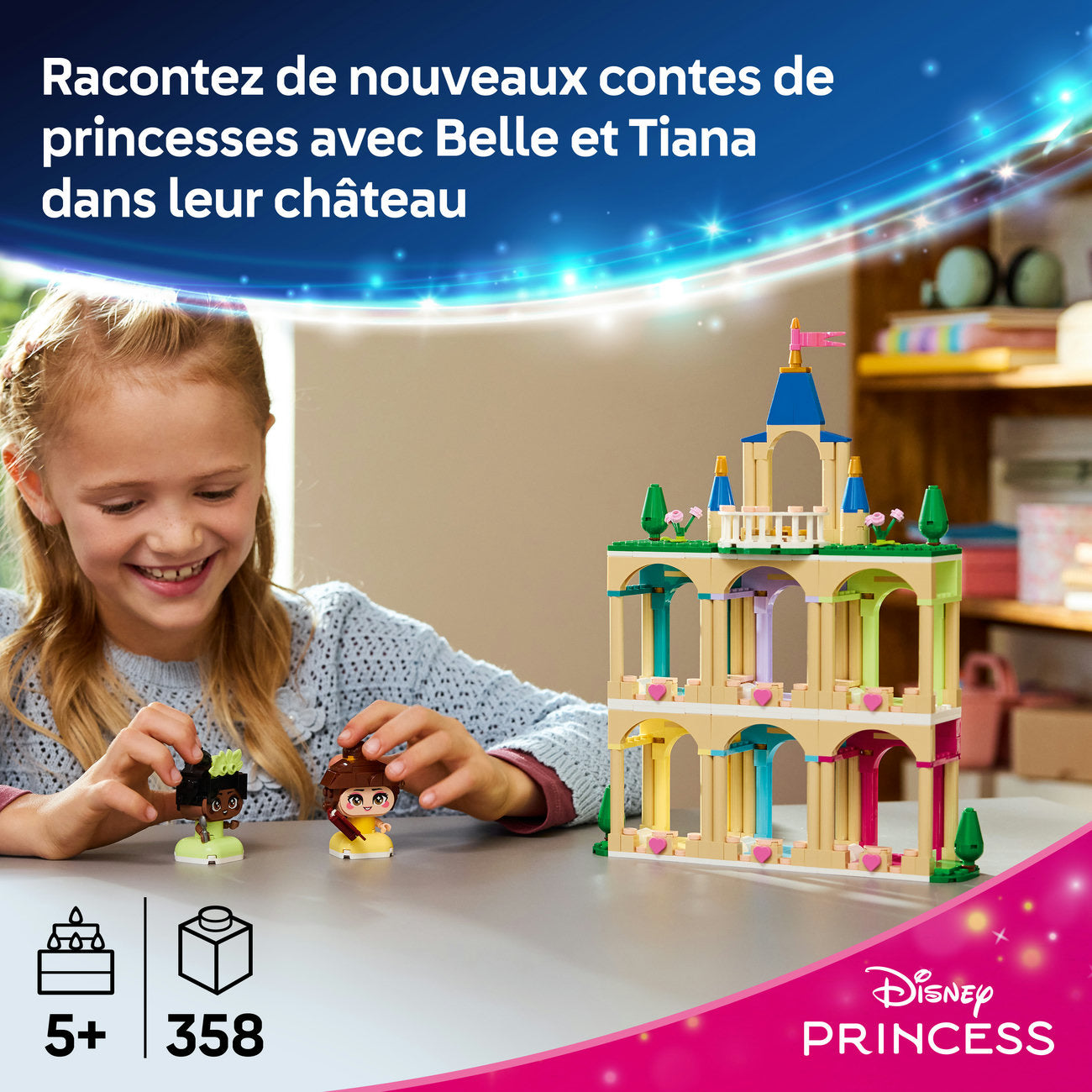 LEGO Disney Princess 43291 Mini Belle & Tiana avec Set de Construction du Château