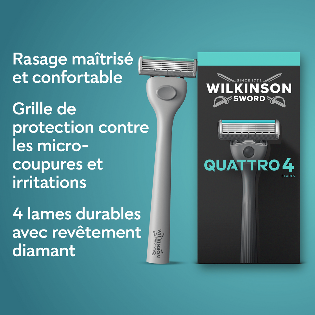 Wilkinson Sword Lames de Rasoir Quattro Titanium Sensitive x4