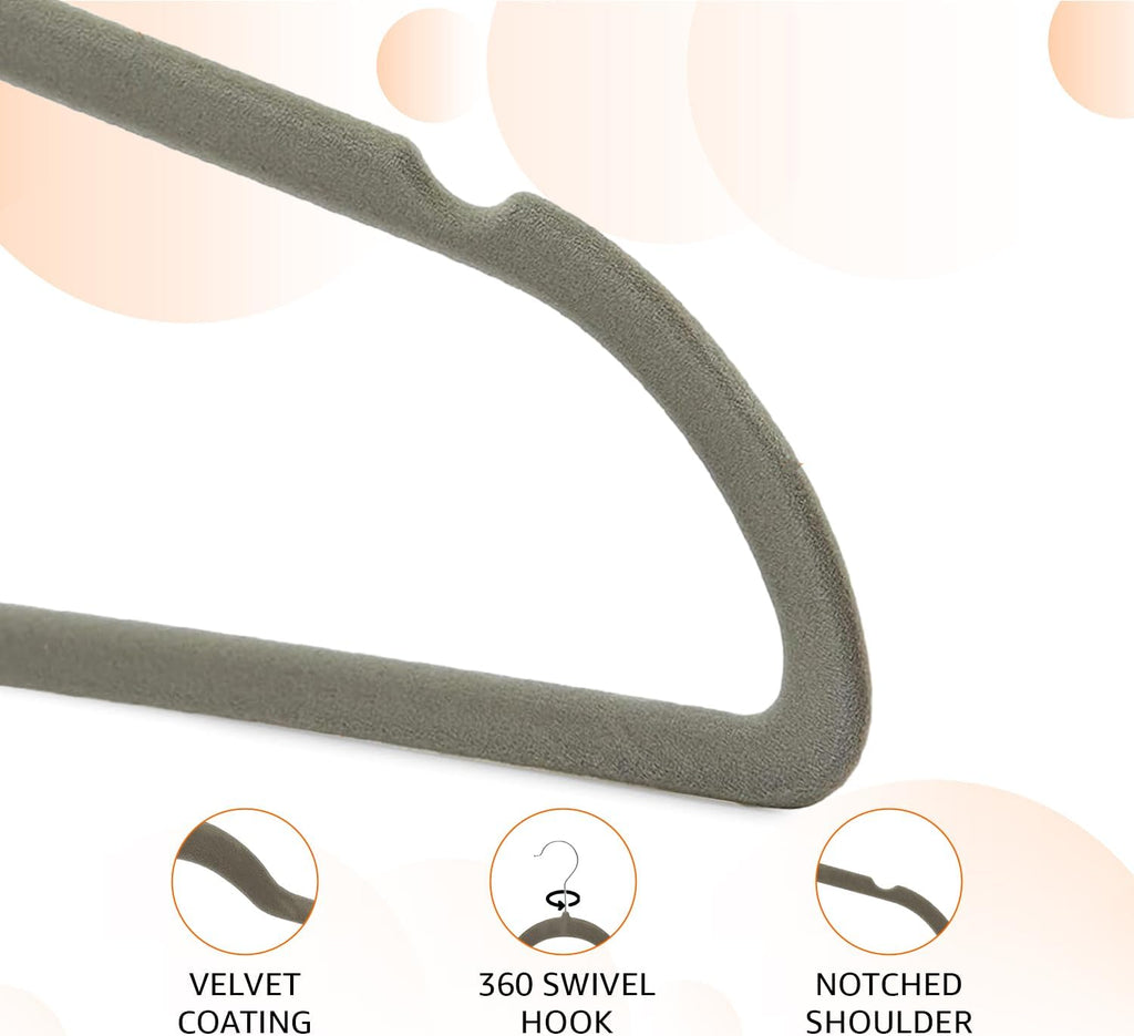 ANQI Lot de 30 cintres en velours antidérapants - Gris/argent