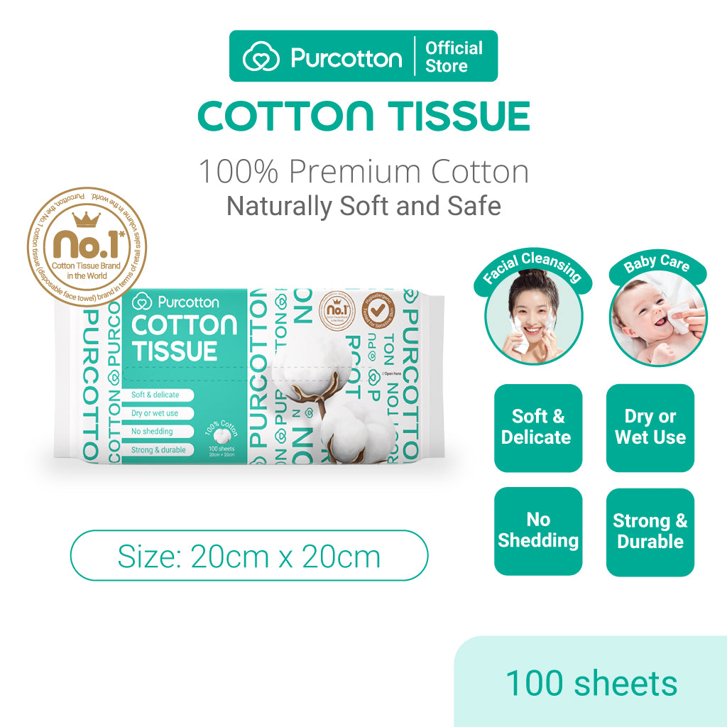 Purcotton linges faciaux 100 % coton, 100 feuilles x 40 paquets, grand format familial