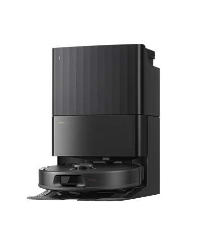Roborock Qrevo S5V aspirateur robot noir avec station, aspiration 12000 Pa, serpillières FlexiArm, double anti-emmêlement, séchage à l'air chaud, évitement des obstacles et navigation intelligente