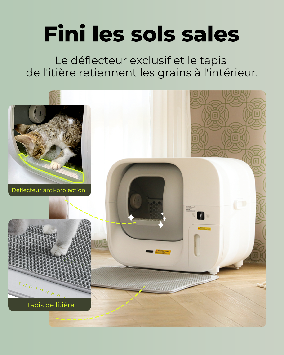 Furbulous Première Litière Automatique pour Chat au Monde avec Scellage Automatique et Sacs, Pack d'Essai de 60 Jours, Sécurité Certifiée TÜV Allemagne, Remplissage Automatique de Sacs Poubelle, Contrôle Intelligent par Application, pour Foyers Multi