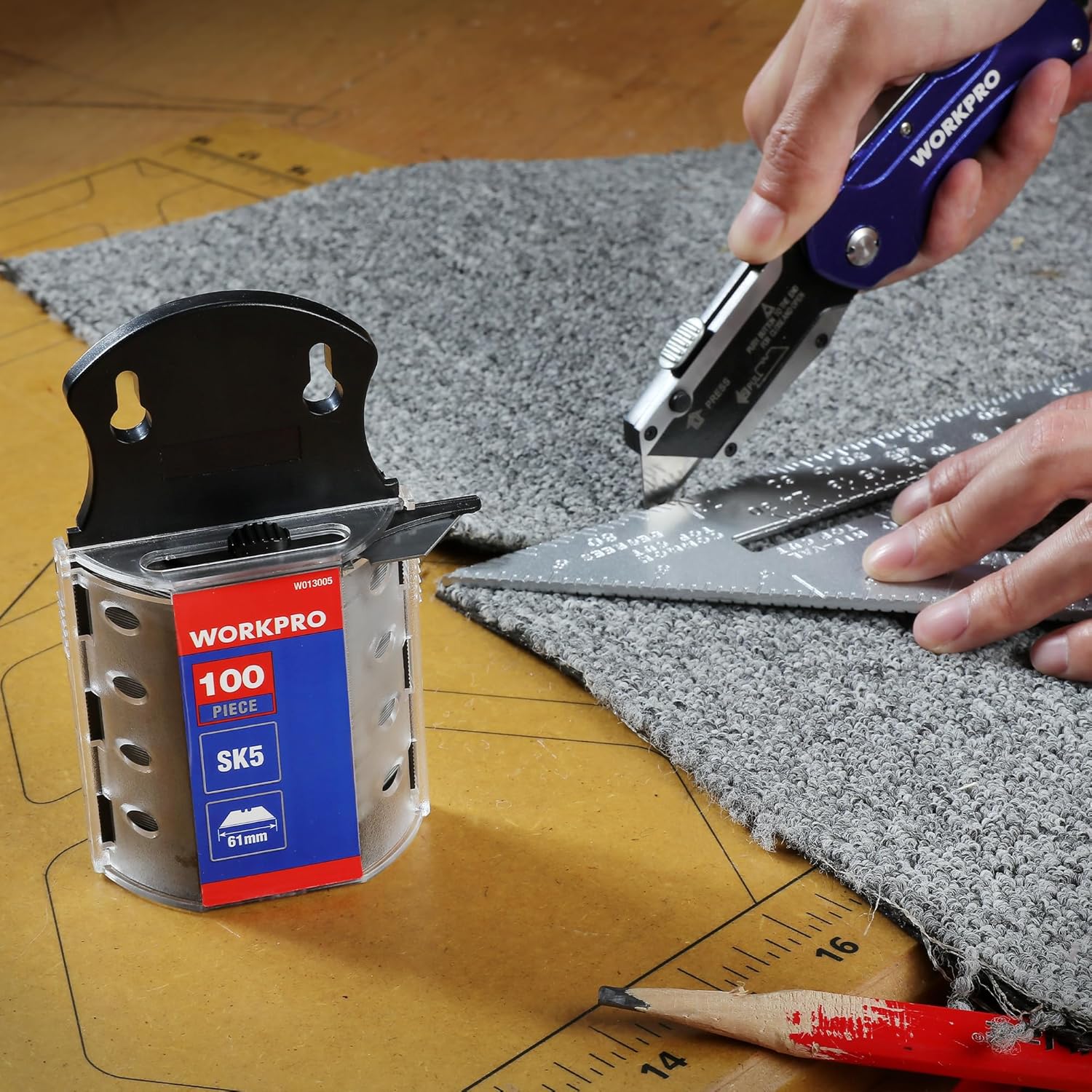 WORKPRO couteau utilitaire rétractable multifonction pour tapis, plusieurs tailles
