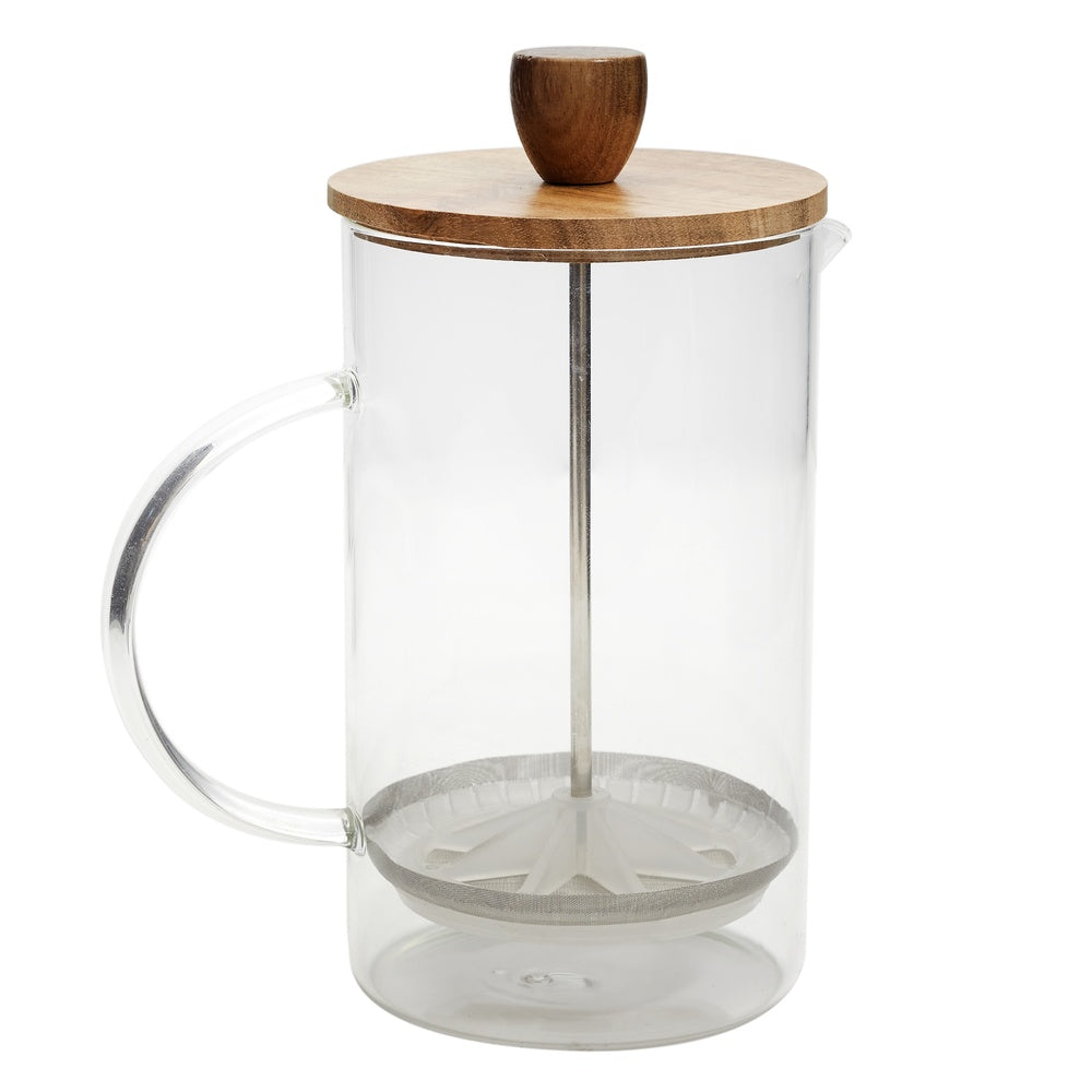 COOK CONCEPT Cafetière à piston en verre et acacia, 85 cl