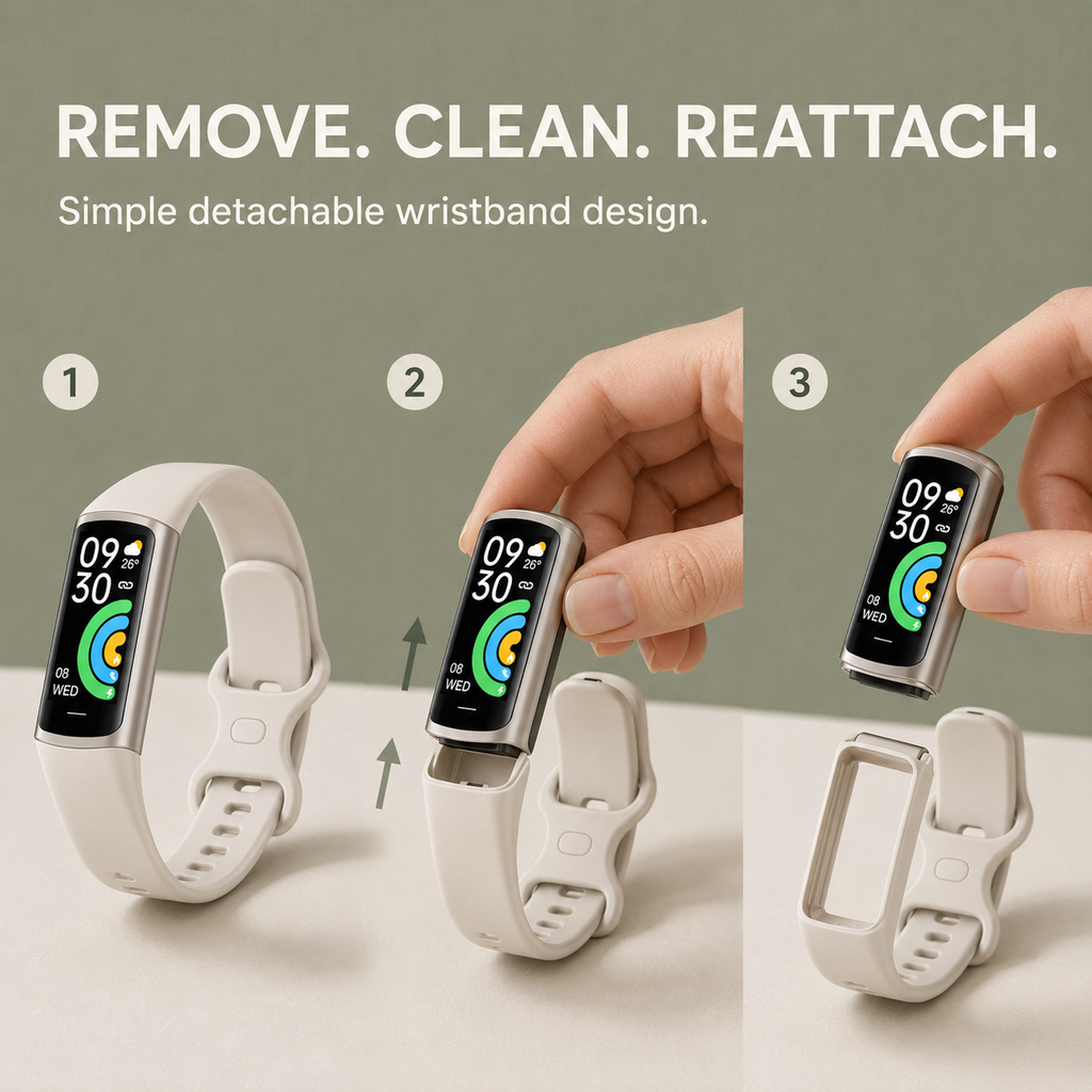 VoxorAI C68 Montre/bracelet couleur lumière stellaire – montre connectée à écran tactile pour hommes et femmes / mesure la fréquence cardiaque, le sommeil, la tension artérielle