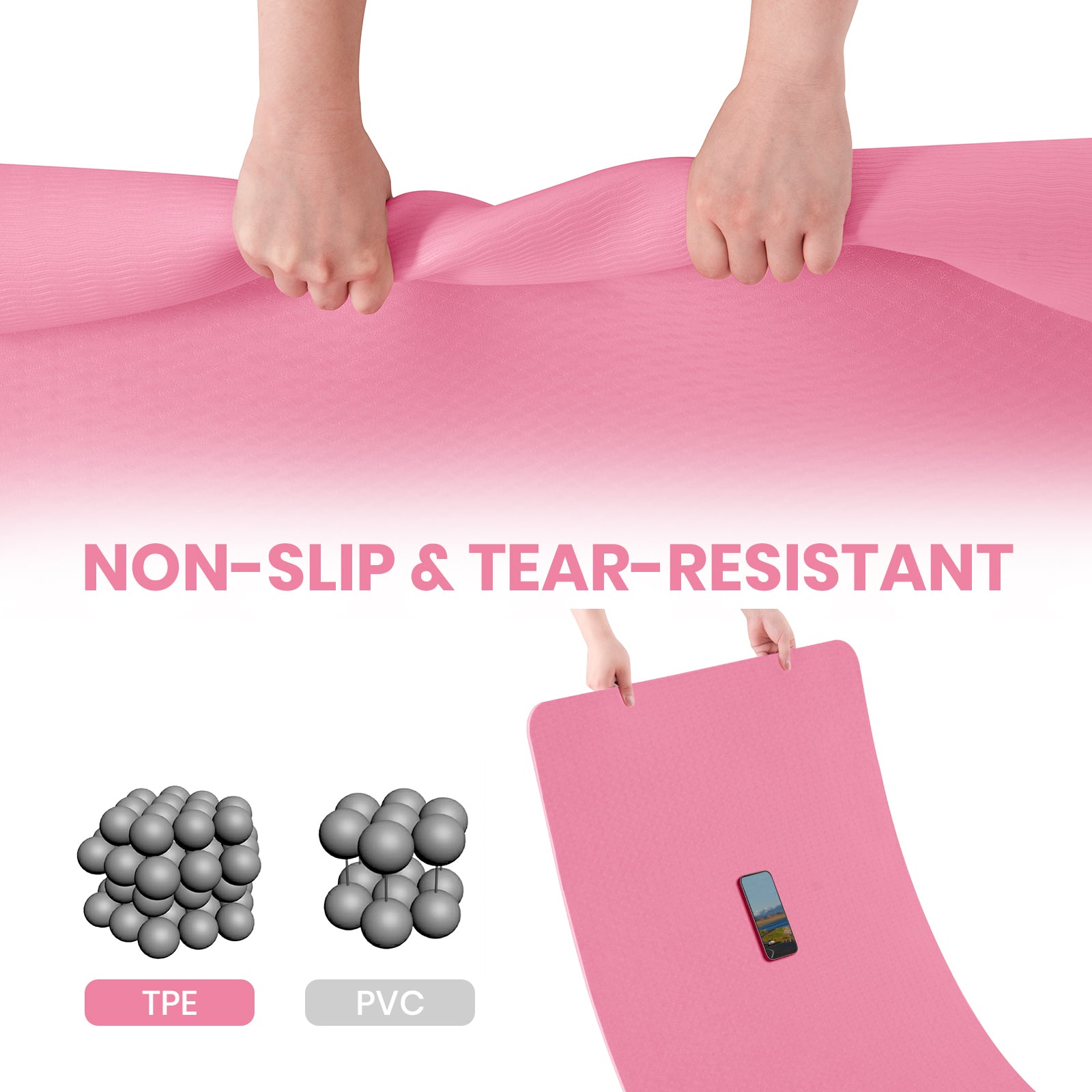 MISS LULU Tapis de yoga Good Nite, tapis de yoga grand et extra-large, 190 x 80 x 0,6 cm, antidérapant en TPE, tapis de gymnastique, tapis de sport, tapis de fitness