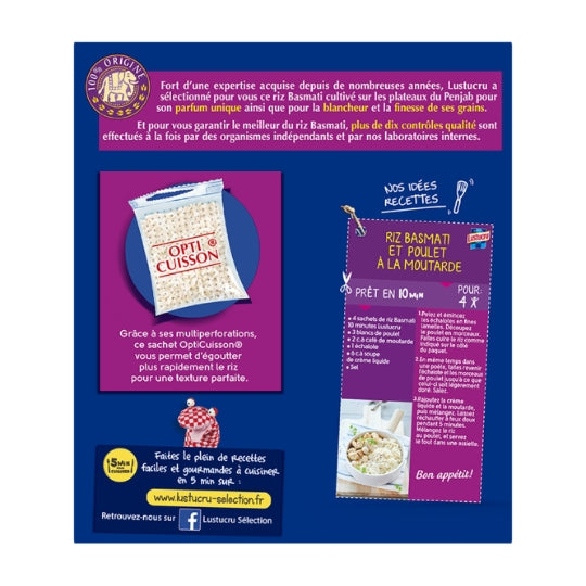 Lustucru Riz basmati à grain long cuisson rapide 450 g