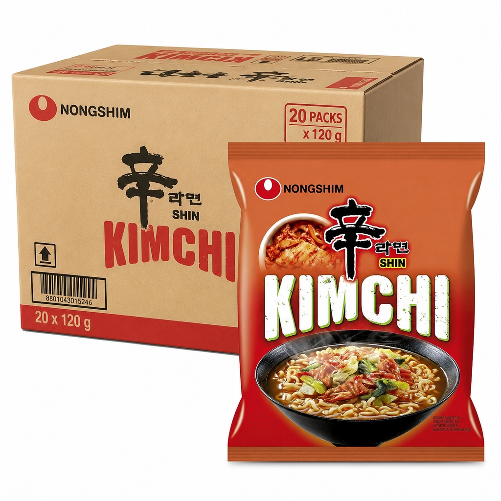 Nongshim Soupe de nouilles instantanées Kimchi 20 x 120 g (nouvel emballage)