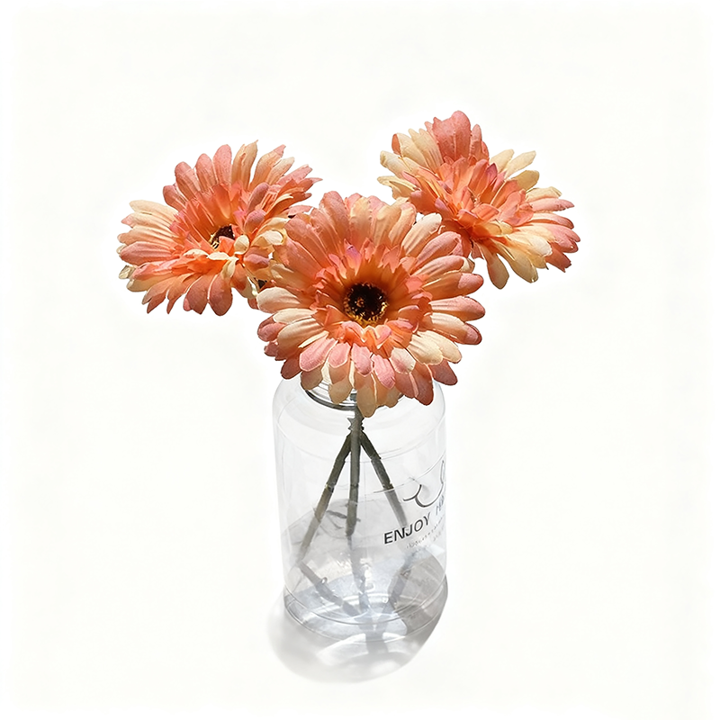 Yuejia 3 pièces 9,05 po/23 cm Fleurs de gerbera en soie artificielle Mariage maison vérandas Décoration de table Faux chrysanthèmes marguerites Fête Décoration de maison (Orange)