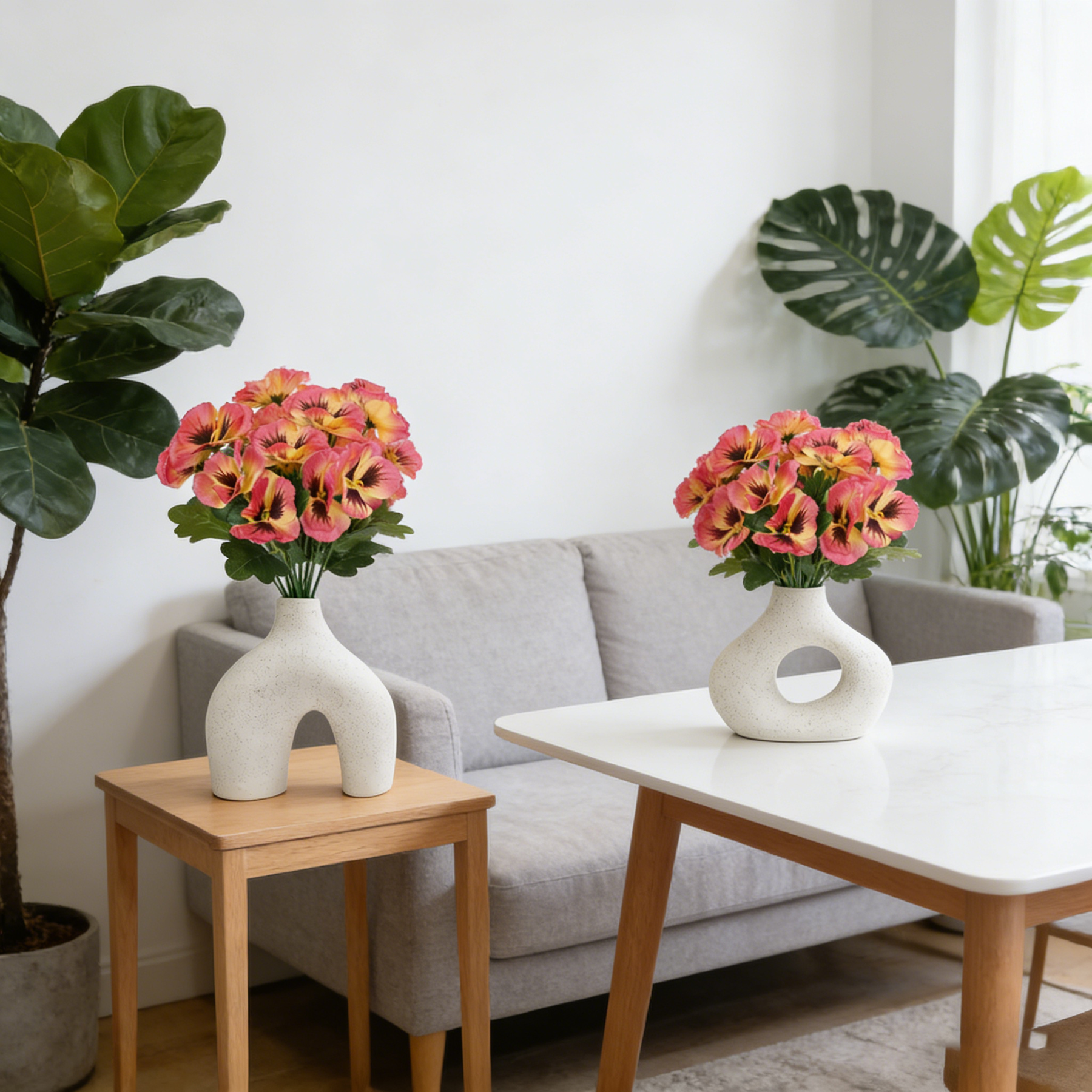 Yuejia 4 pièces 11 po/28 cm pensées artificielles, fausses fleurs d'extérieur, plantes en plastique, fleurs artificielles en soie pour porche d'entrée, jardin, jardinière de fenêtre