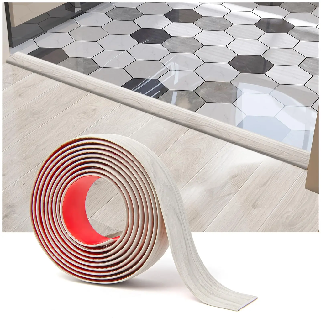 Art3d Bande de transition adhésive en vinyle pour sols - 300 x 4 x 0,3 cm, Blanc lavé - Couvre-joints facile à poser pour sols stratifiés, carrelés et tapis