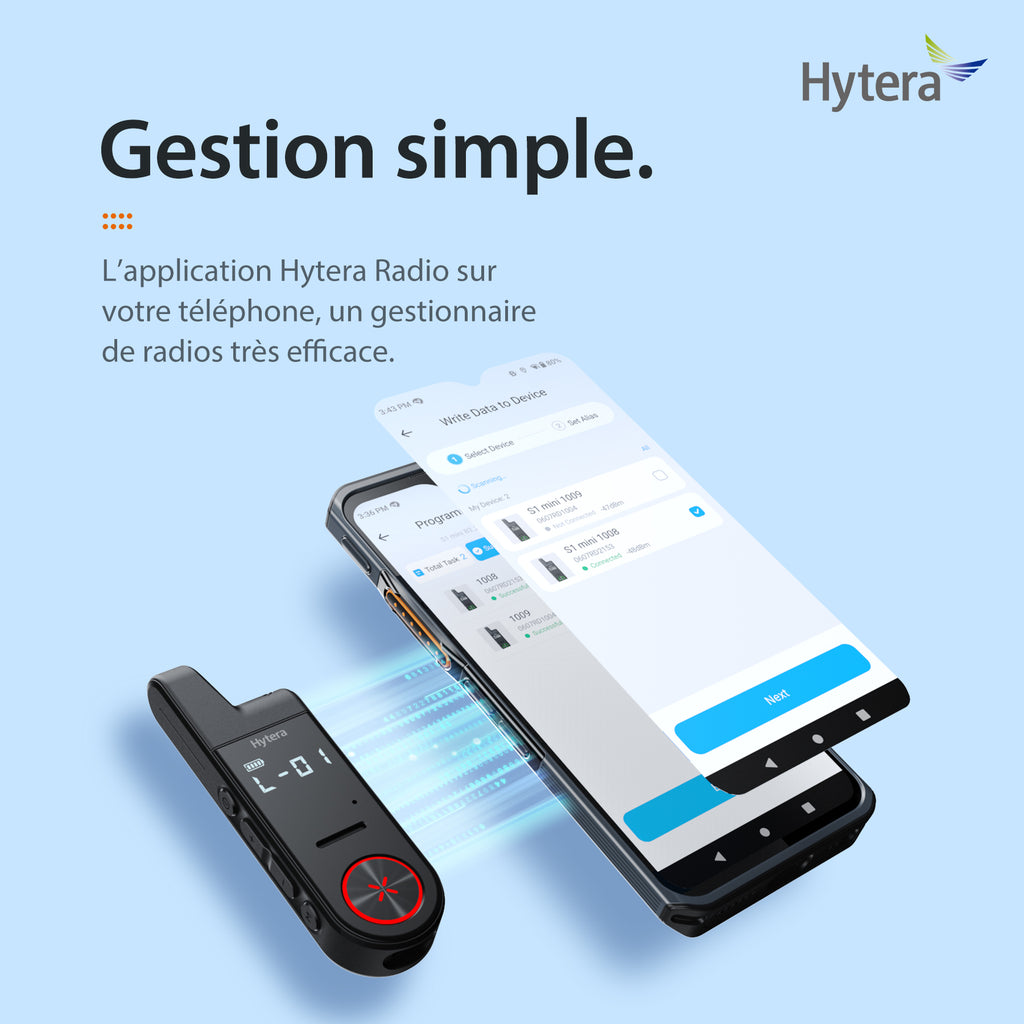 Talkie-Walkie Hytera S1 Mini PMR446 Sans Licence Ultra-Fin Compact Léger Radio Analogique avec Prise Audio 3.5mm et Charge Rapide Type-C
