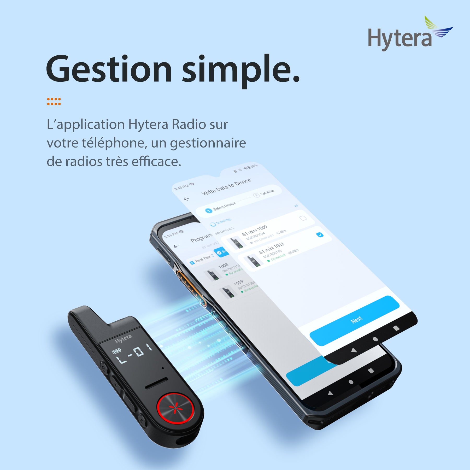 Talkie-Walkie Hytera S1 Mini PMR446 Sans Licence Ultra-Fin Compact Léger Radio Analogique avec Prise Audio 3.5mm et Charge Rapide Type-C