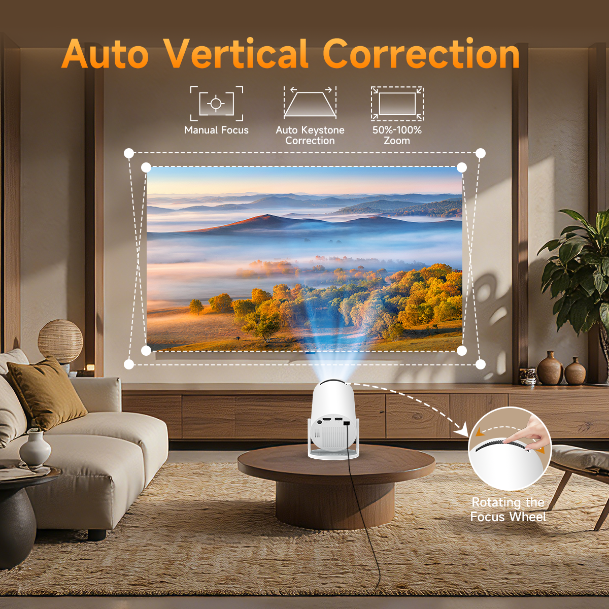 Magcubic Projecteur intelligent, prise en charge 4K, HD native 720p, 290 ANSI, Android 14, Wi-Fi 6 5 GHz, Bluetooth 5.4, rotation à 180° et correction trapézoïdale automatique, projecteur portable pour home cinéma, chambre et extérieur, compatible HD