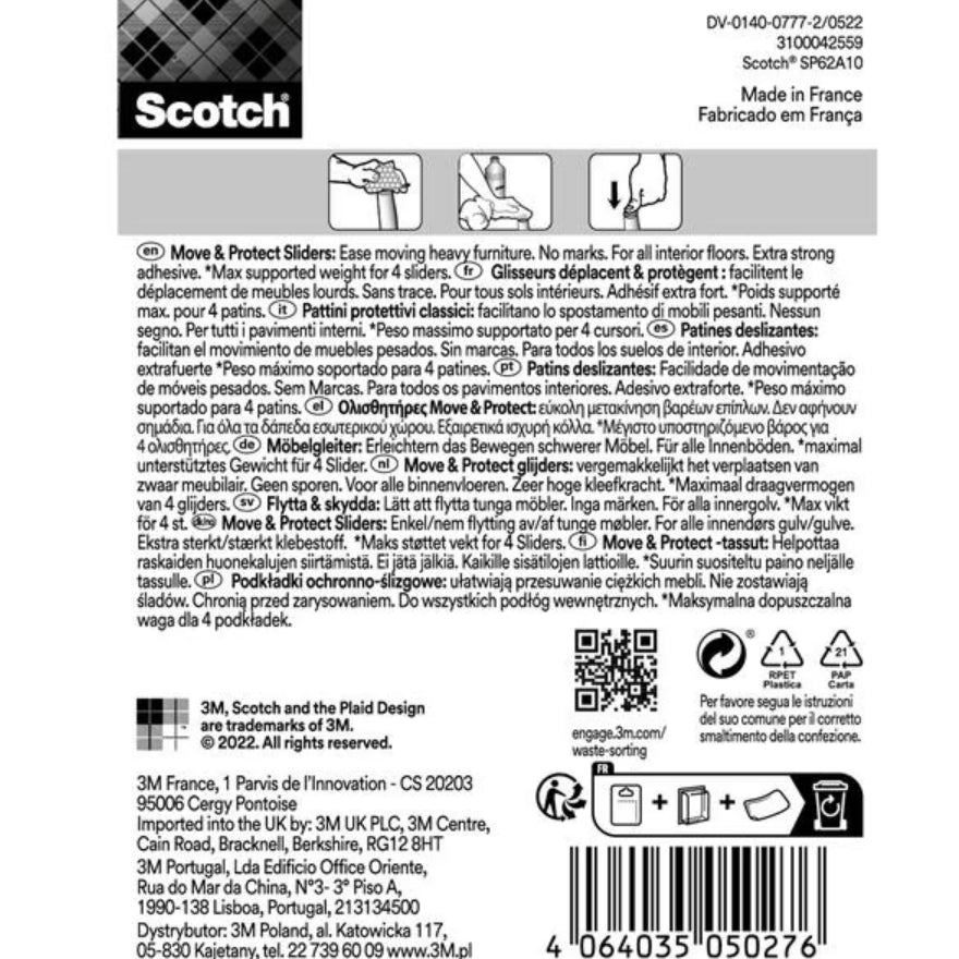 Scotch® Patin glisseur alvéolé adhésif Gris Ø 50 mm