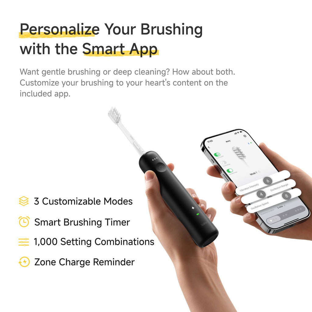 Laifen Wave SE Brosse à dents électrique, Brosse à dents sonique intelligente avec contrôle par application, Oscillation à 60°, 3 modes personnalisables, Batterie de 50 jours