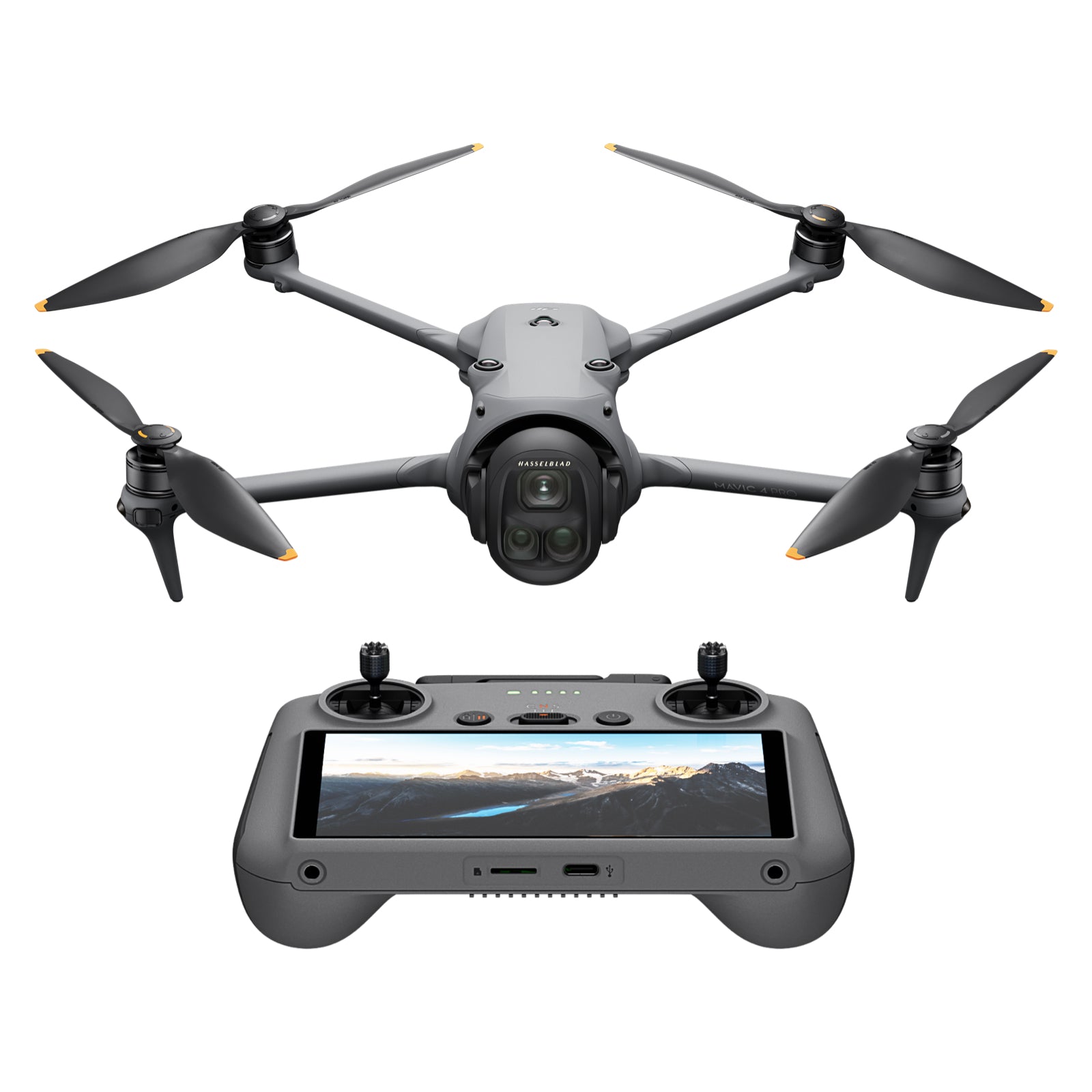 DJI Mavic 4 Pro avec DJI RC 2, Drone haut de gamme à triple caméra avec caméra Hasselblad CMOS 4/3 100 MP, Pour professionnels, Transmission vidéo 30 km, Temps de vol max. 51 min
