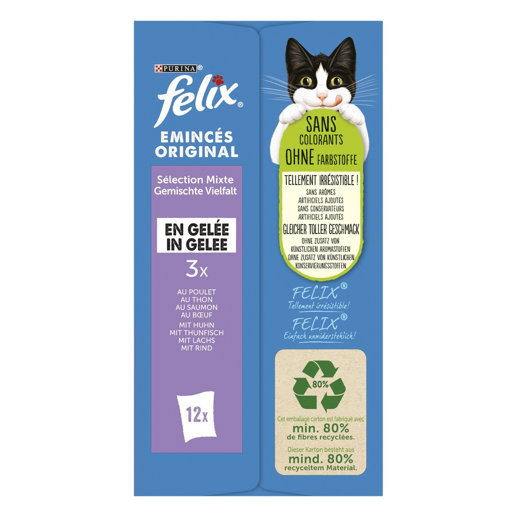 Felix Nourriture pour chats en gelée hachée assortiment - 12 x 85 g