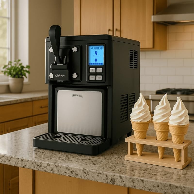 KITCHENCOOK Deliciosa - Sorbetière 3-en-1 de qualité semi-professionnelle