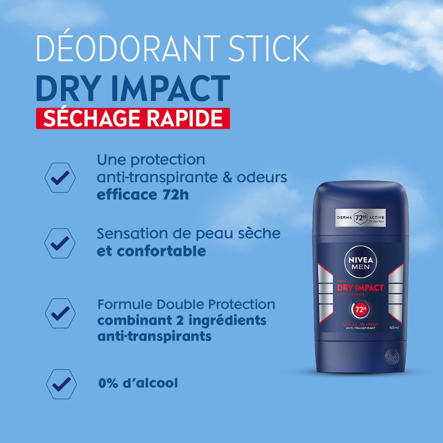 NIVEA MEN Déodorant Aisselles Dry Impact Protection 72h Stick 50 ml