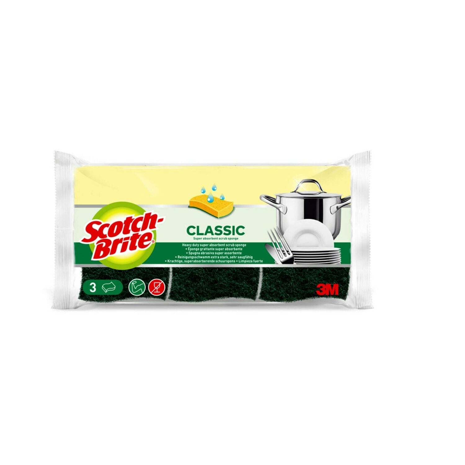 SCOTCH BRITE Éponges grattantes vertes super absorbantes double face 3 éponges