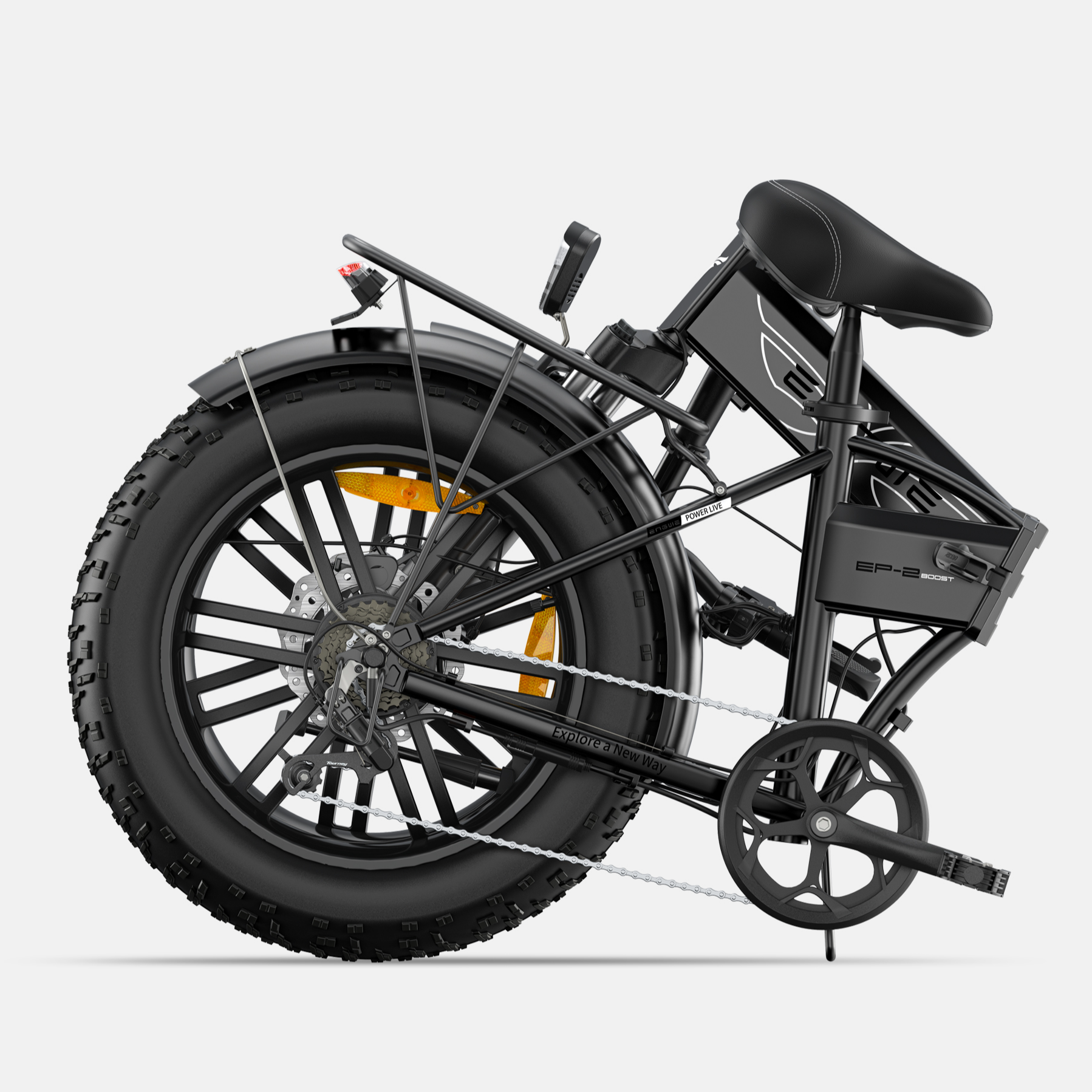 ENGWE EP-2 Boost Vélo électrique pliable avec batterie amovible 48 V 13 Ah, autonomie 120 km, pneus 50,8 x 10,2 cm, 7 vitesses, tous terrains - Noir