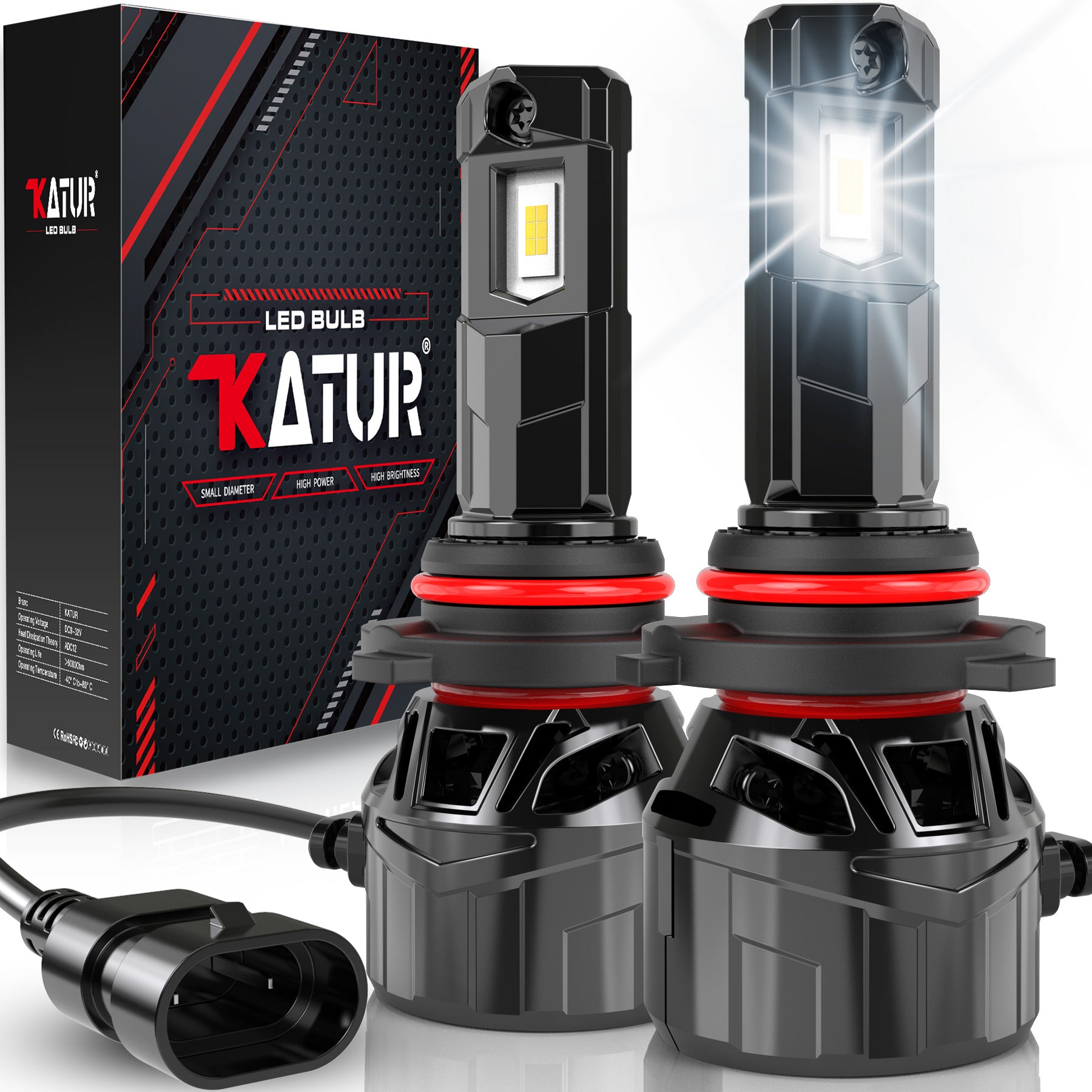 KATUR Lot de 2 ampoules LED HB3 120 W, 30 000 lm, 6 000 K blanc xénon taille 1:1 avec Plug and Play et système de refroidissement