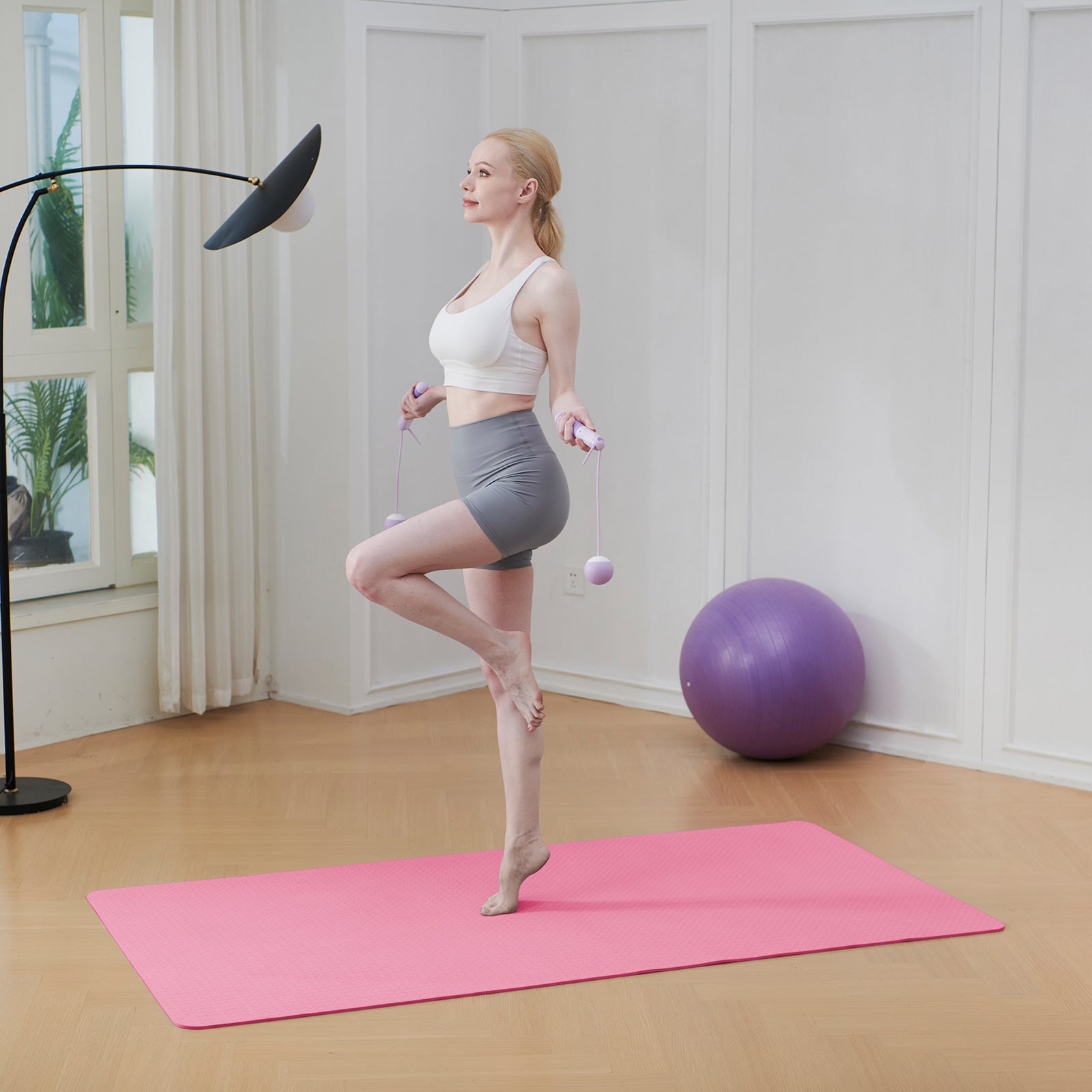 Miss Lulu Good Nite Tapis de yoga antidérapant XL en TPE 190 x 100 x 0,6 cm - Rose
