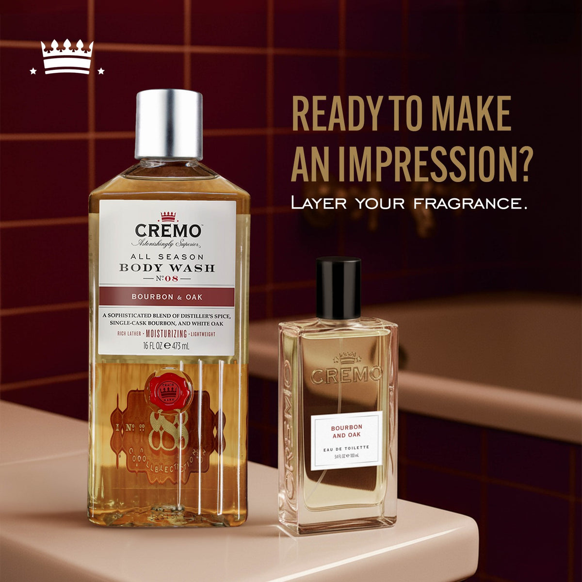 CREMO Bourbon & Oak - Eau de Toilette - Parfum Épicé pour Homme - 100ml