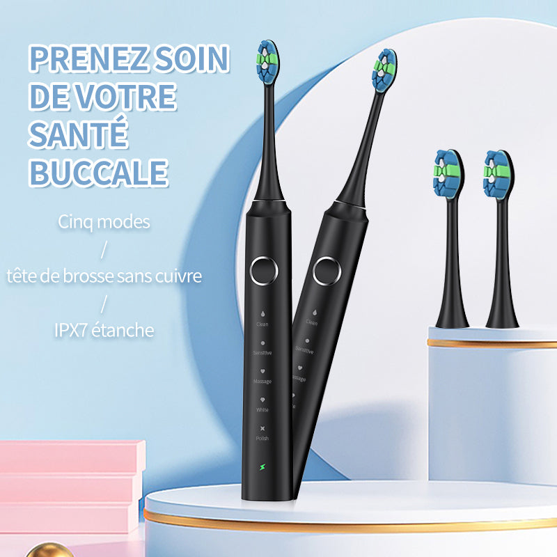 RUSHI R-C32 Brosse à dents électrique, tête de brosse sans cuivre - Noir