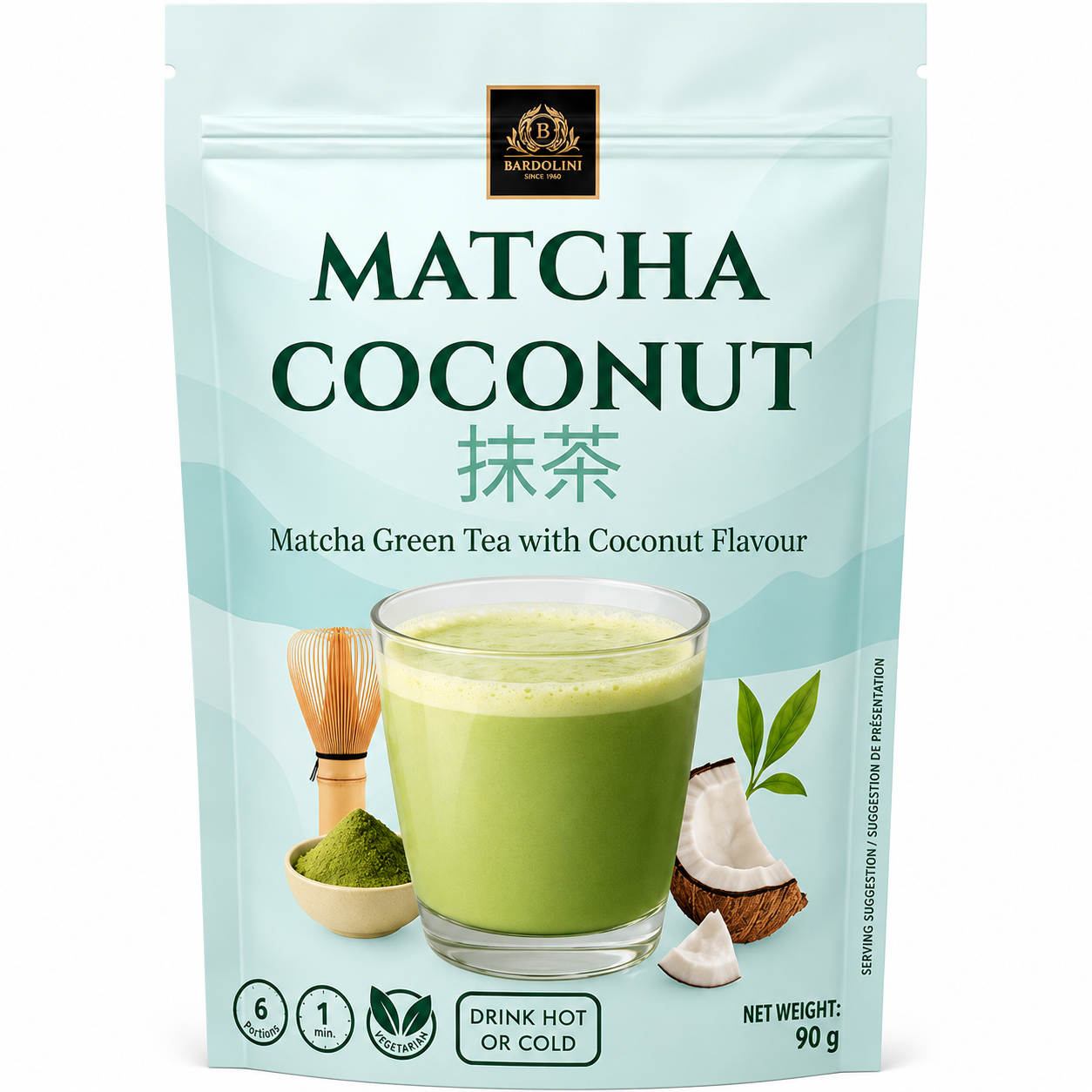 Bardollini Boisson instantanée matcha noix de coco 90 g