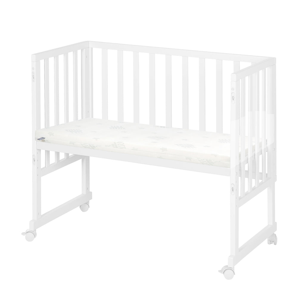 roba 3-en-1 Lit-bébé à coucher avec barrière de sécurité et matelas (Blanc)