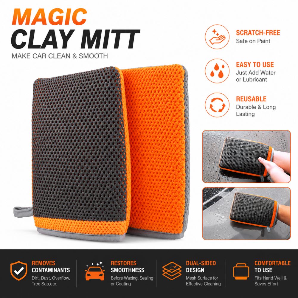 Gant de lavage en argile double face de qualité supérieure pour le nettoyage en profondeur de voiture