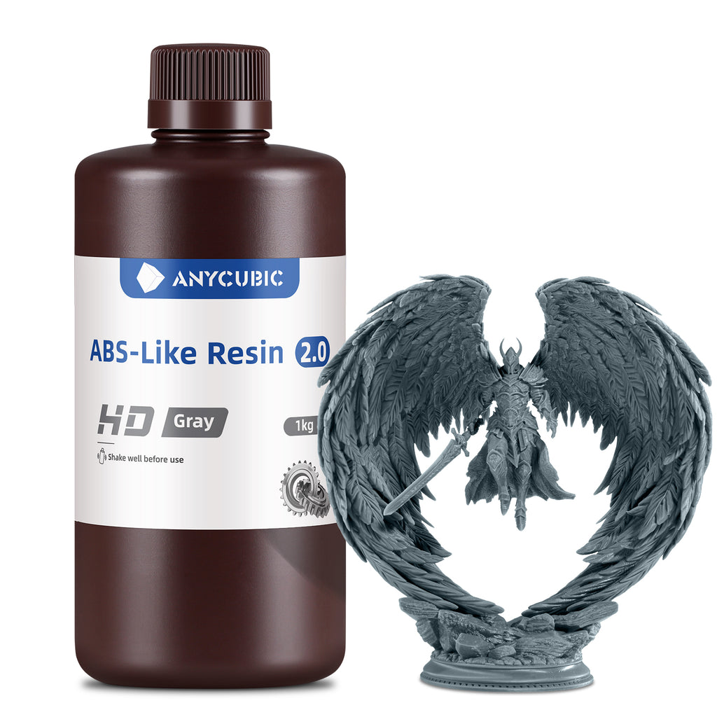 ANYCUBIC Résine ABS-Like 2.0, haute résistance et faible retrait pour imprimantes 3D LCD/DLP/SLA - HD gris - 1 kg